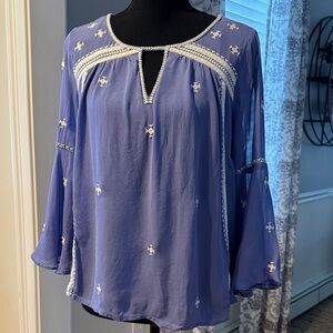 Anthropologie Floreat Embroidered Flutter Sleeve Blouse Top Shirt Boho Size 6